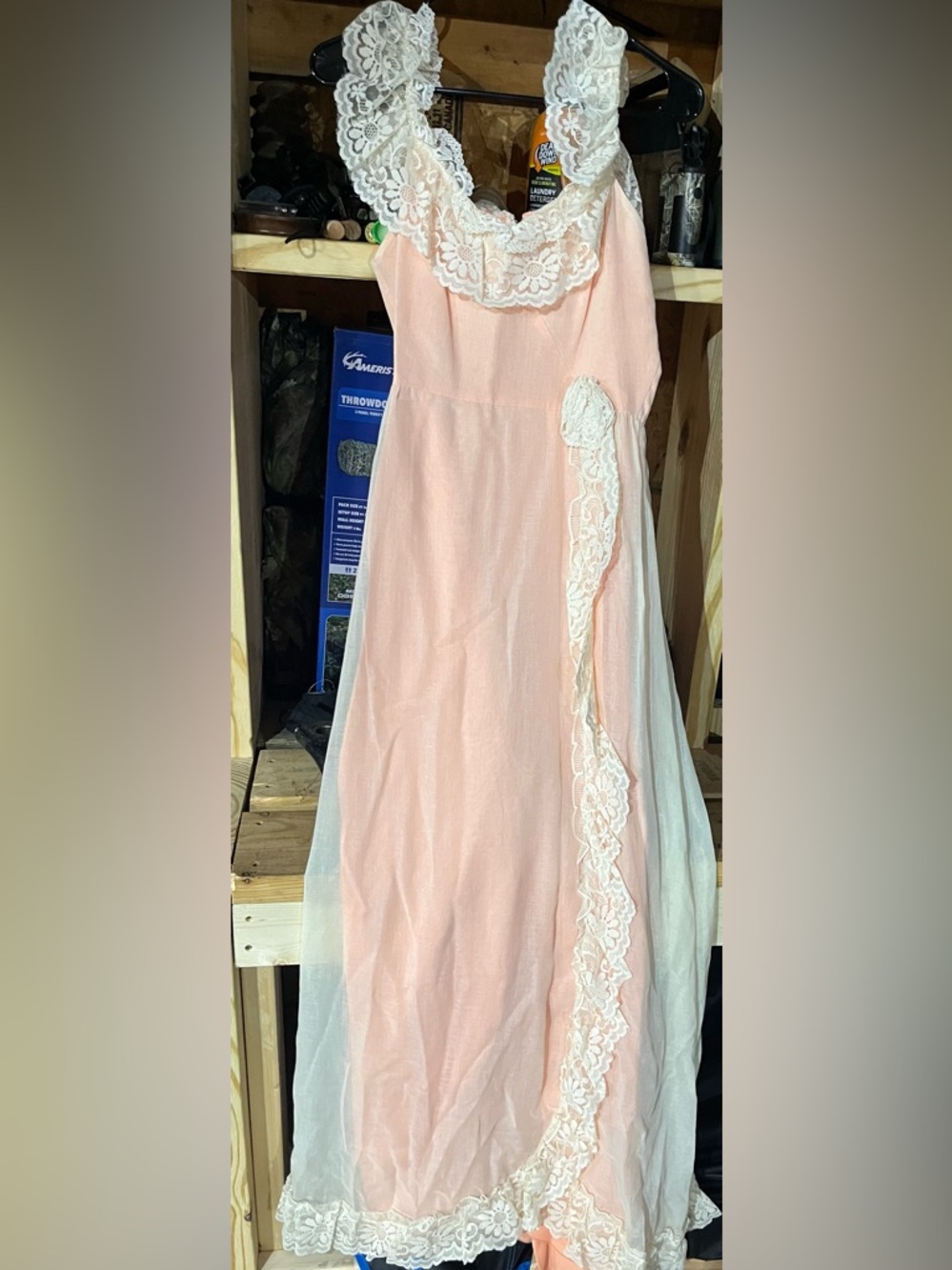 Sleeveless Pink Linen-Blend Dress with Lace Trim